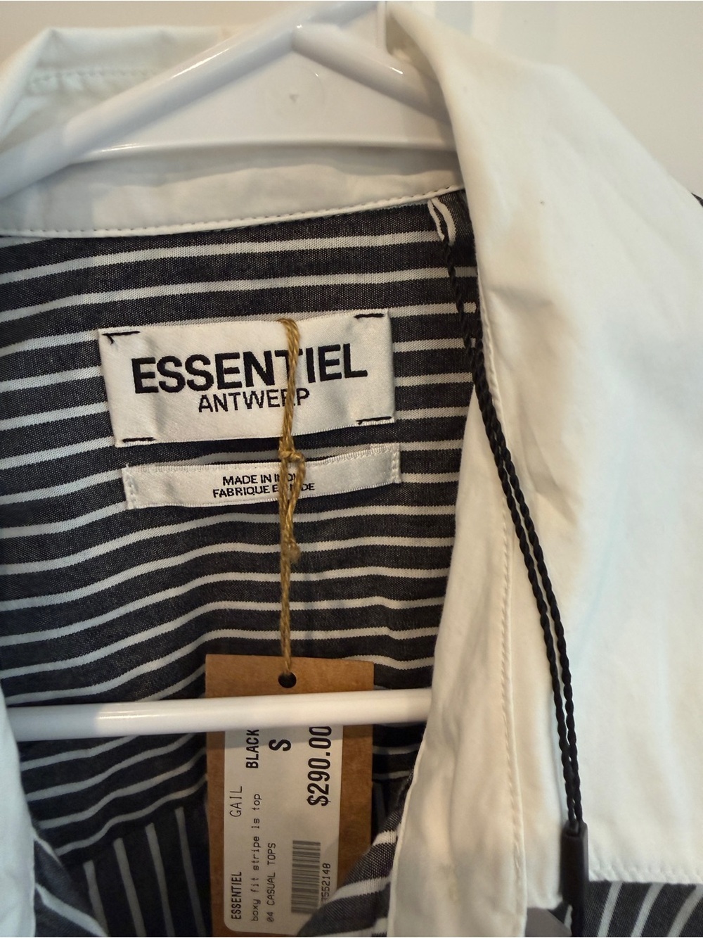 Essentiel Antwerp Striped Button-Down Shirt with White Contrast Collar - Picture 3 of 3